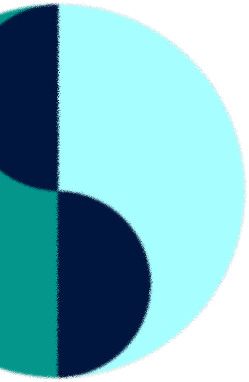 Colorful pie chart with various shades of blue and teal.