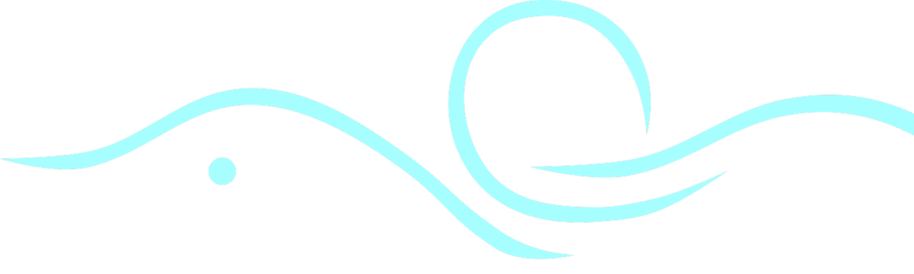 Stylized blue wave design on black background.
