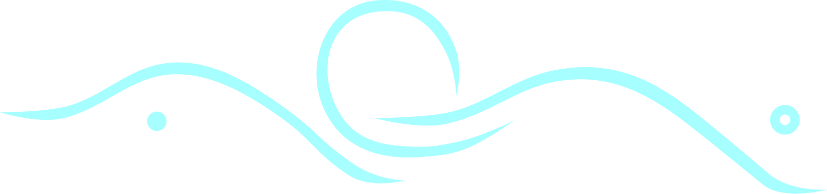 A stylized blue wave design with a large central wave, smaller surrounding waves, and dot accents, on a transparent background.
