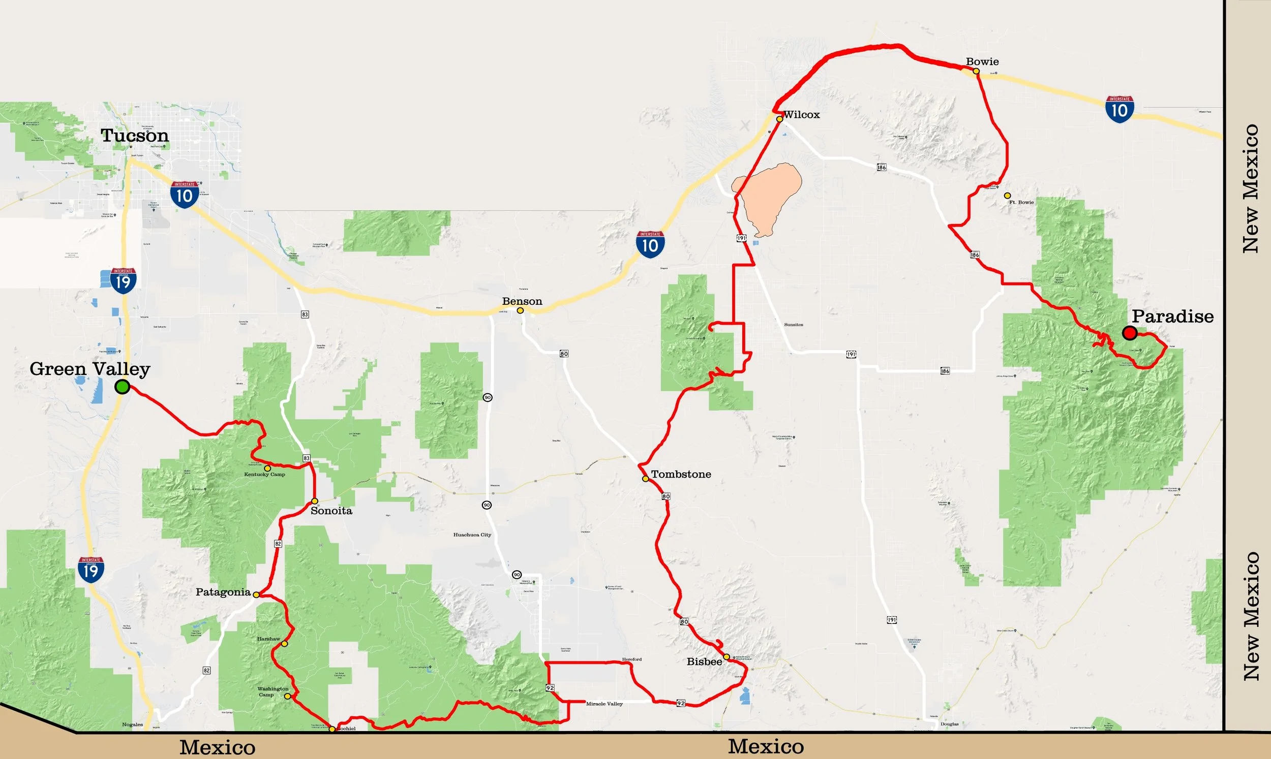 An overview of our route. (Click to enlarge photos)