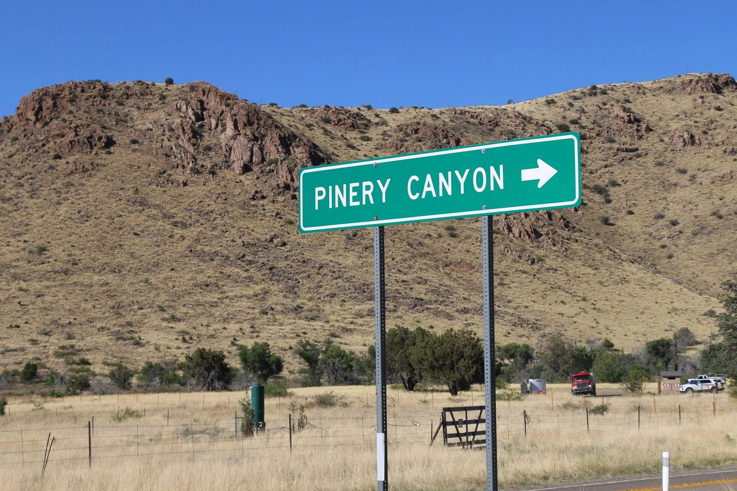 Turning off the last paved section of the trip as we head into Pinery Canyon near Chiricahua NM.