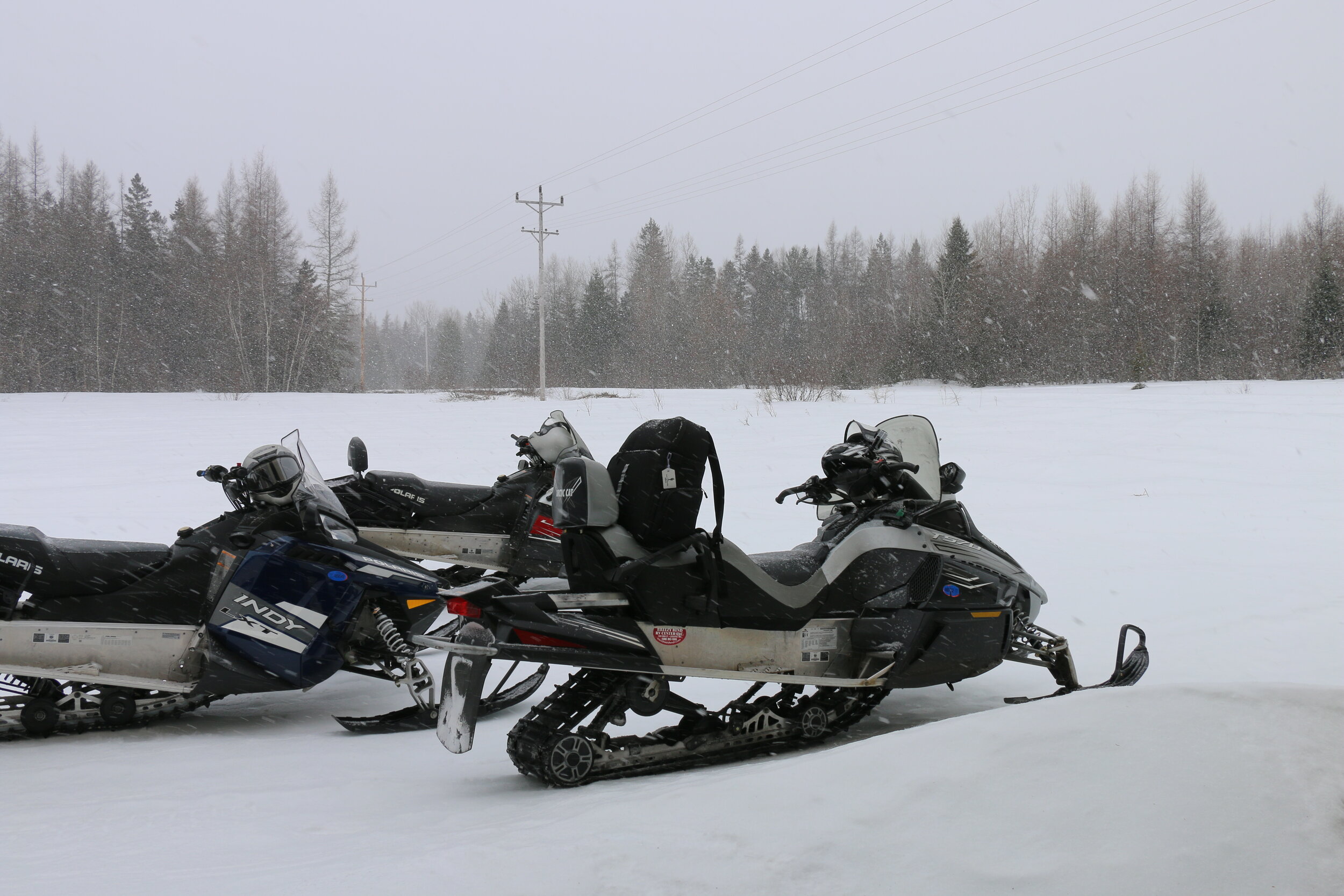   Parked in the snow.  