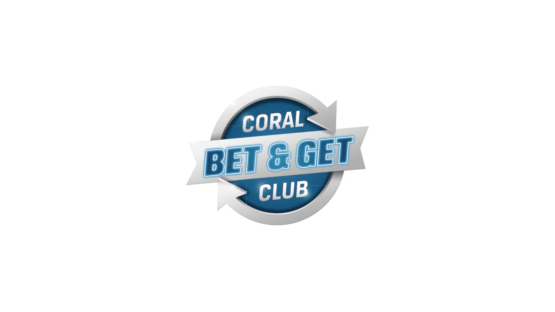 A logo with a blue circular background, featuring the words "Coral Bet & Get Club" in white and blue text, with arrows pointing around the circle.