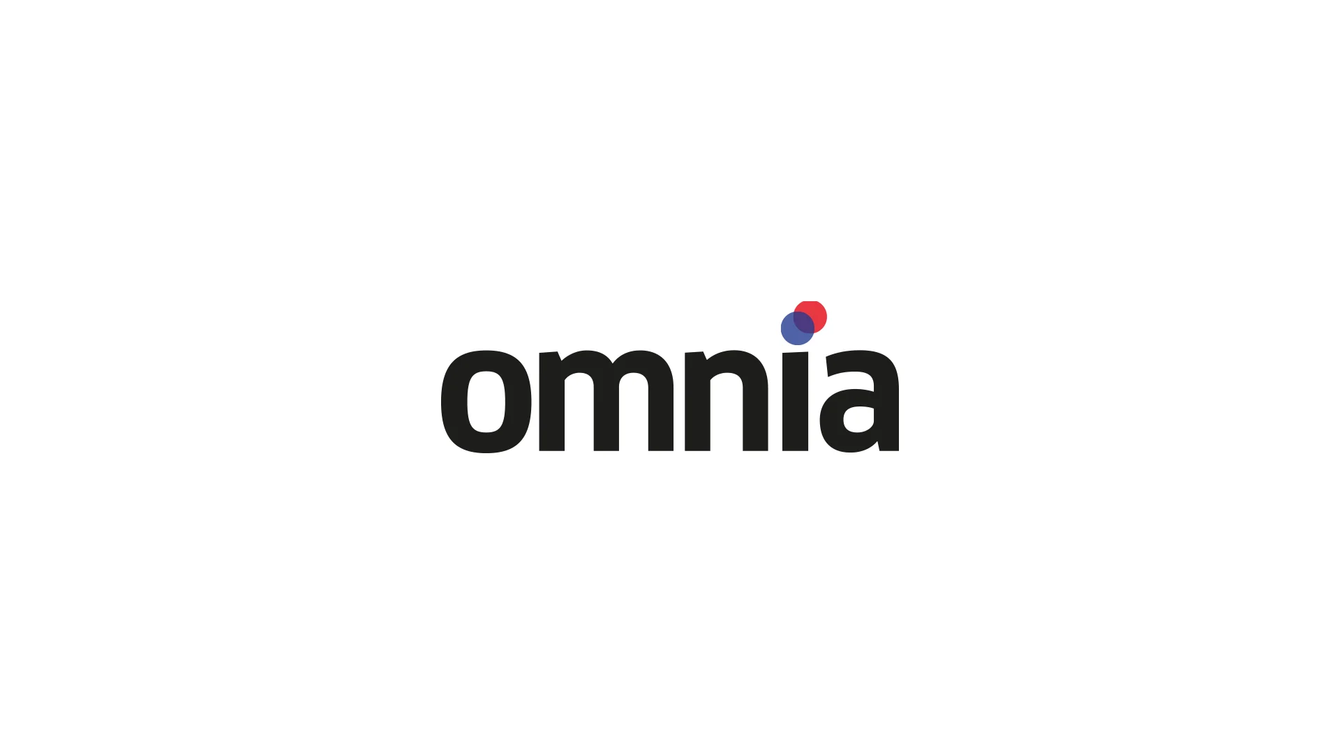 The logo of Omnia, featuring the brand name in black lowercase letters with a small red and blue circle above the letter 'i', on a white background.
