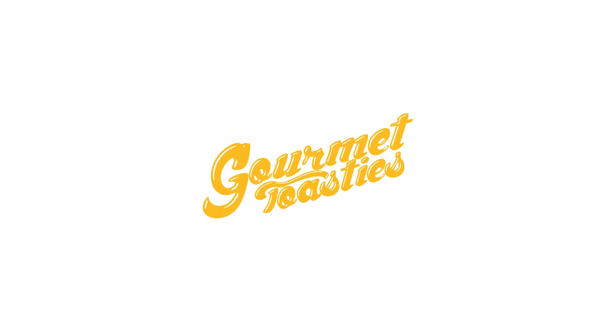 Logo of Gourmet Toaste with yellow script text on a white background.