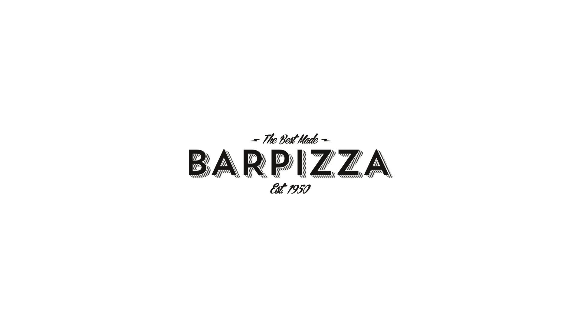 Logo with the text "The Best Made BARPIZZA Est. 1950" in black on a white background.