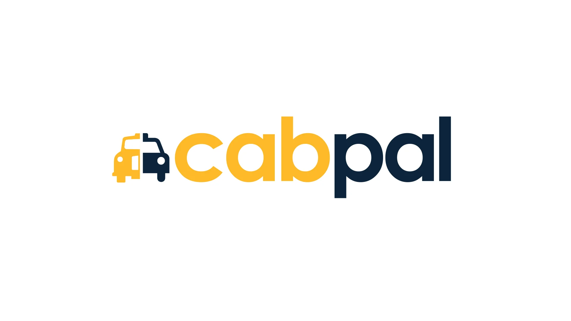 Logo for CabPal with a yellow and blue taxi icon and the name 'cabpal' in yellow and dark blue text.