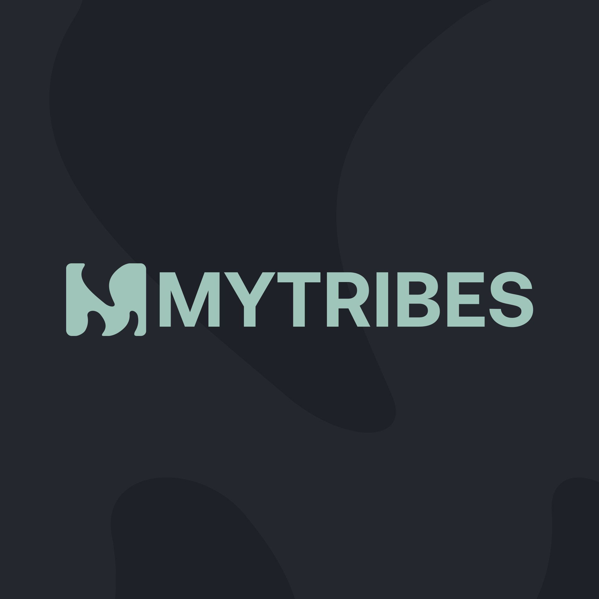 Close-up of the Mytribes logo, featuring a stylized bear silhouette on the left and the text 'MYTRIBES' in bold, light green font on a dark background.