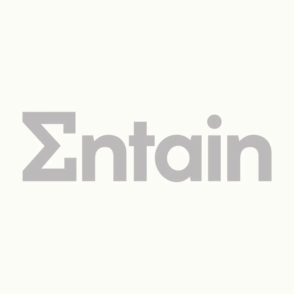Image with white background and the word 'Entain' in large grey letters, with the Greek letter sigma as the first letter.