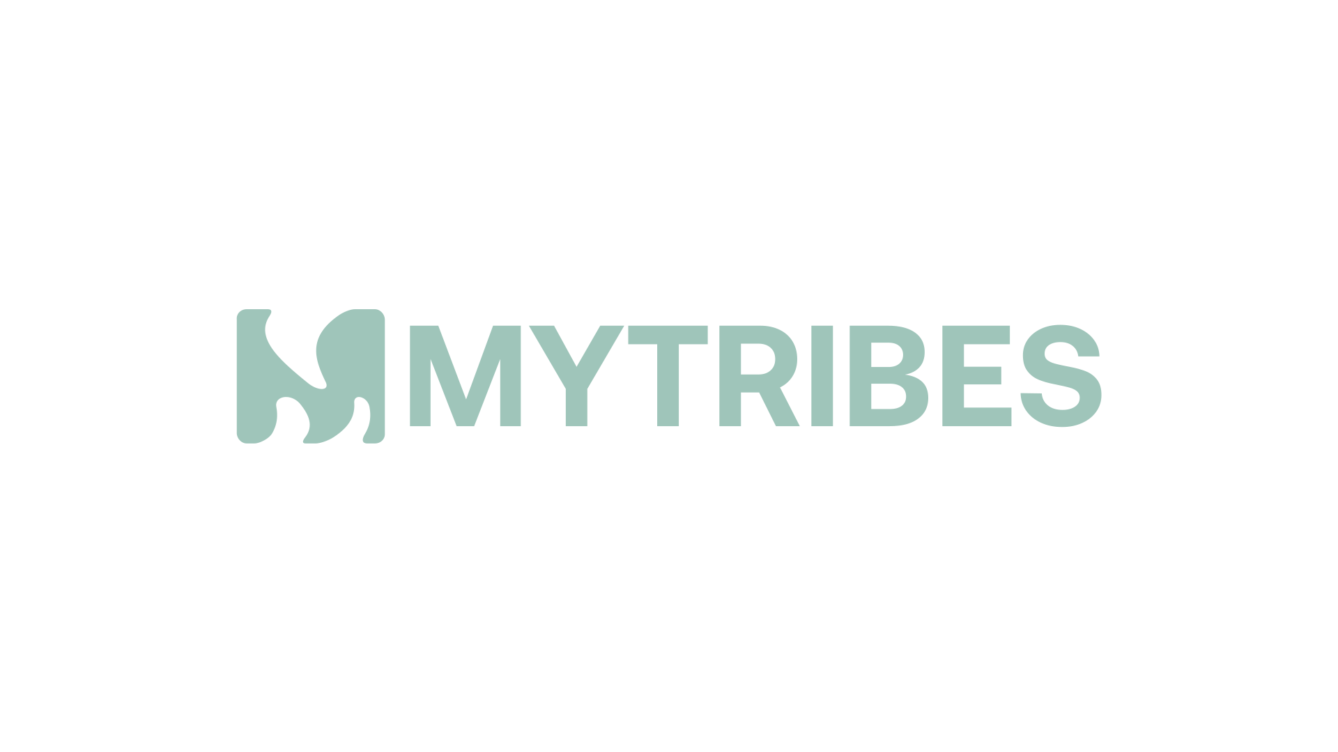 A logo with a stylized abstract design and the text 'MY TRIBES' in light green color.