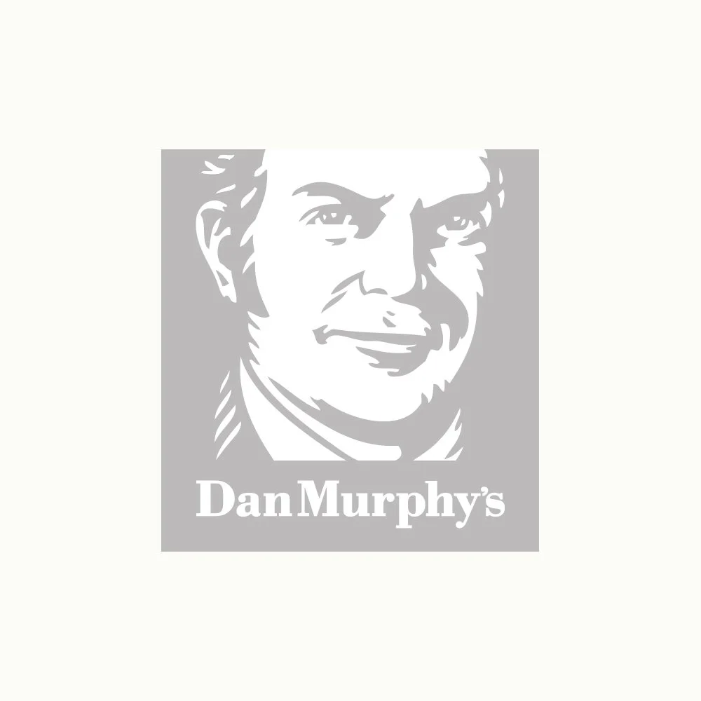 Logo with a stylized drawing of a man's face and the text 'Dan Murphy's' underneath.