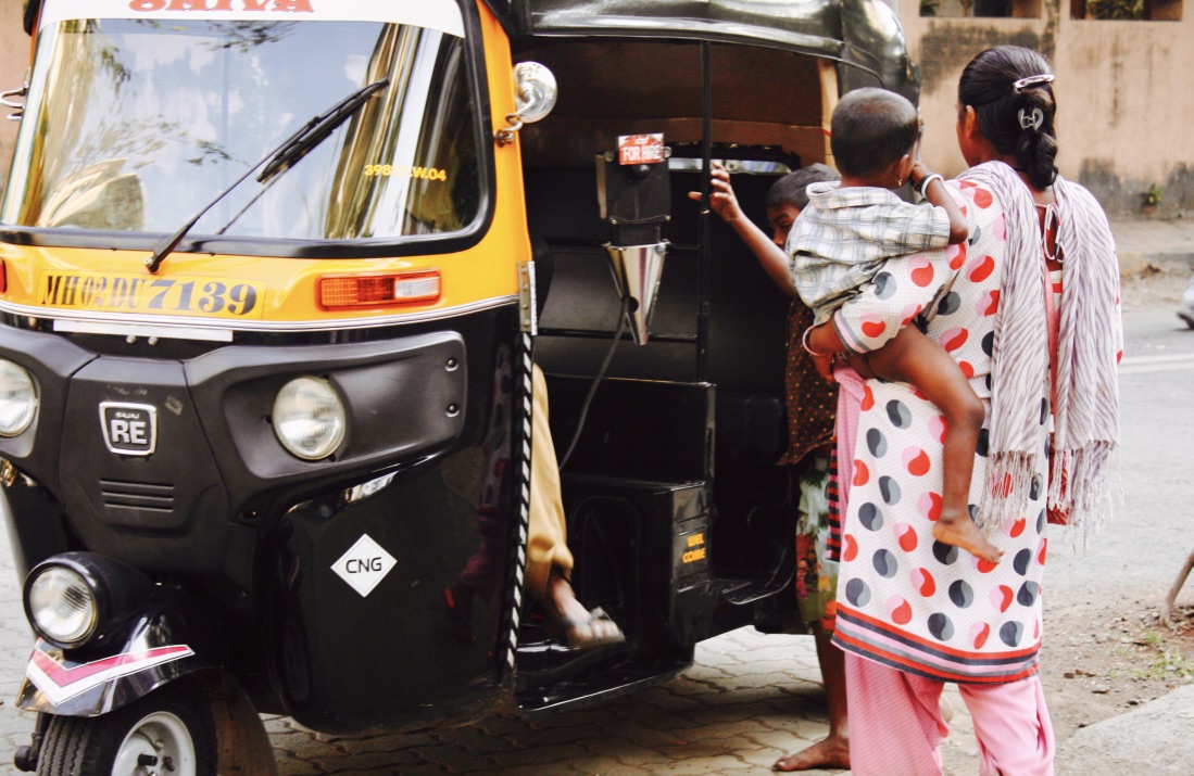 Mumbai rickshaw woman with baby