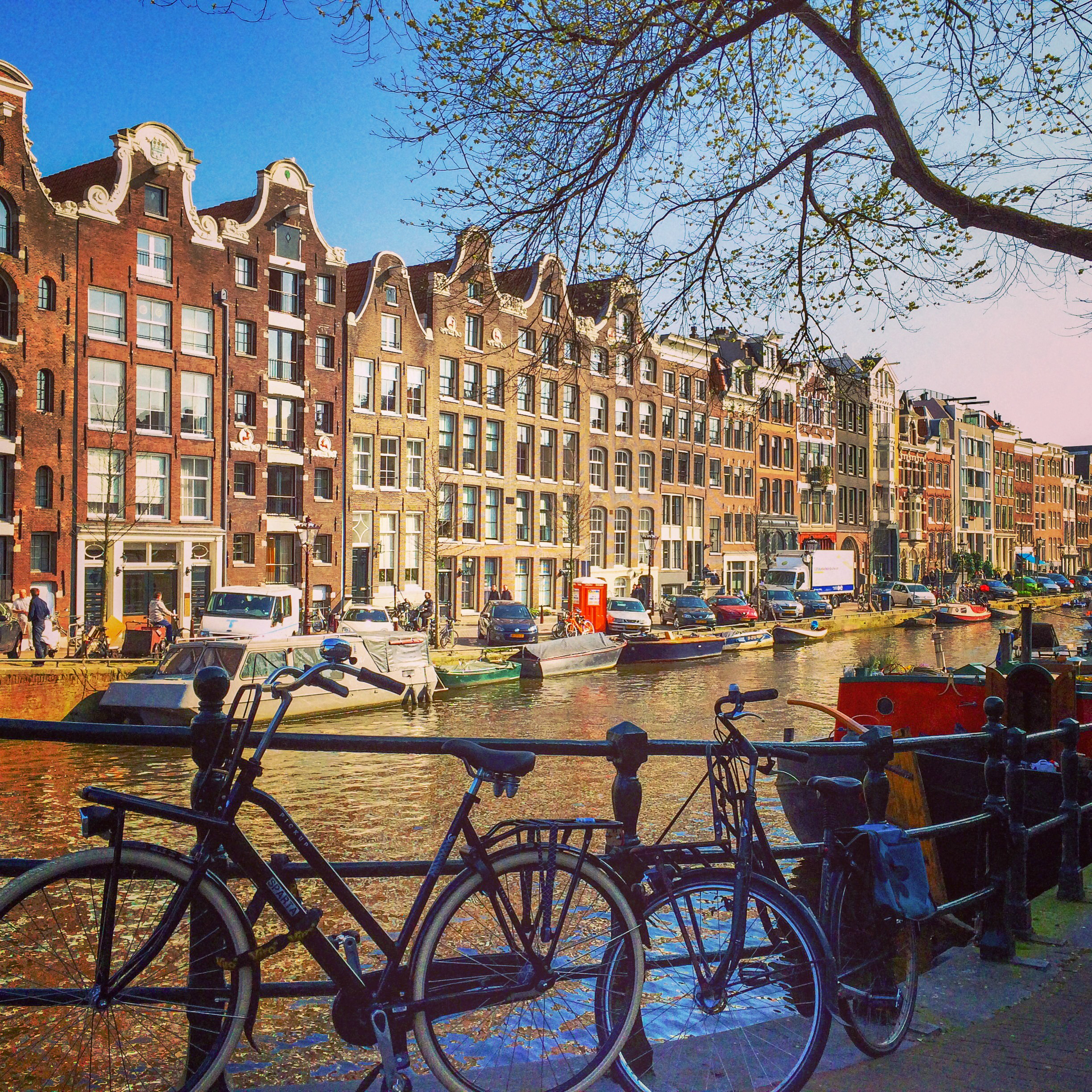 Amsterdam canals with bikes