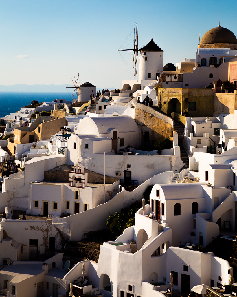 windmills and streets of Santorini