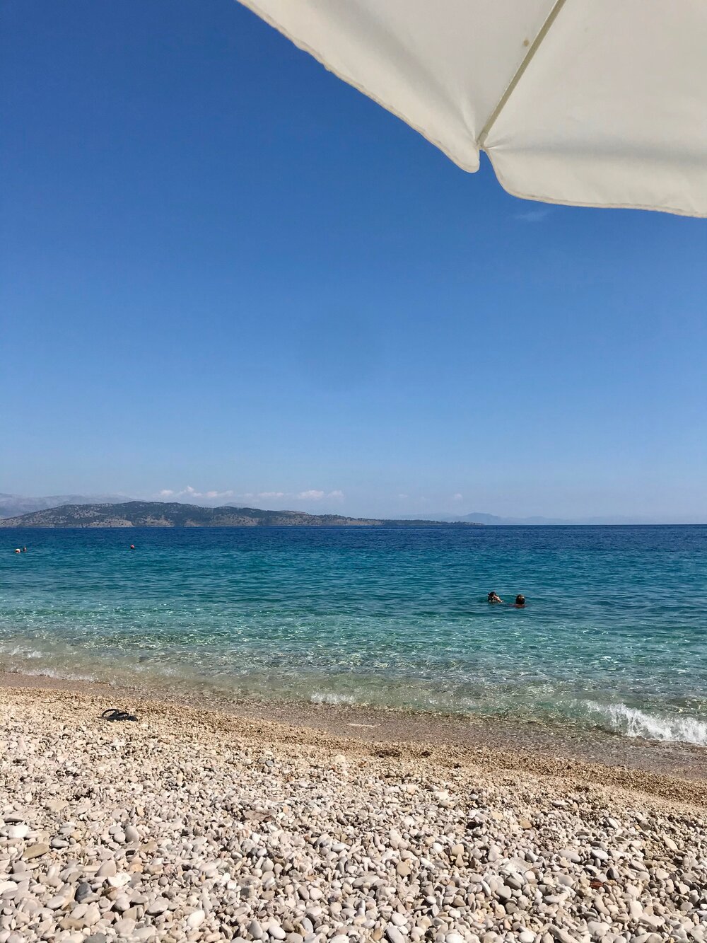 Corfu pebble beach turquoise water