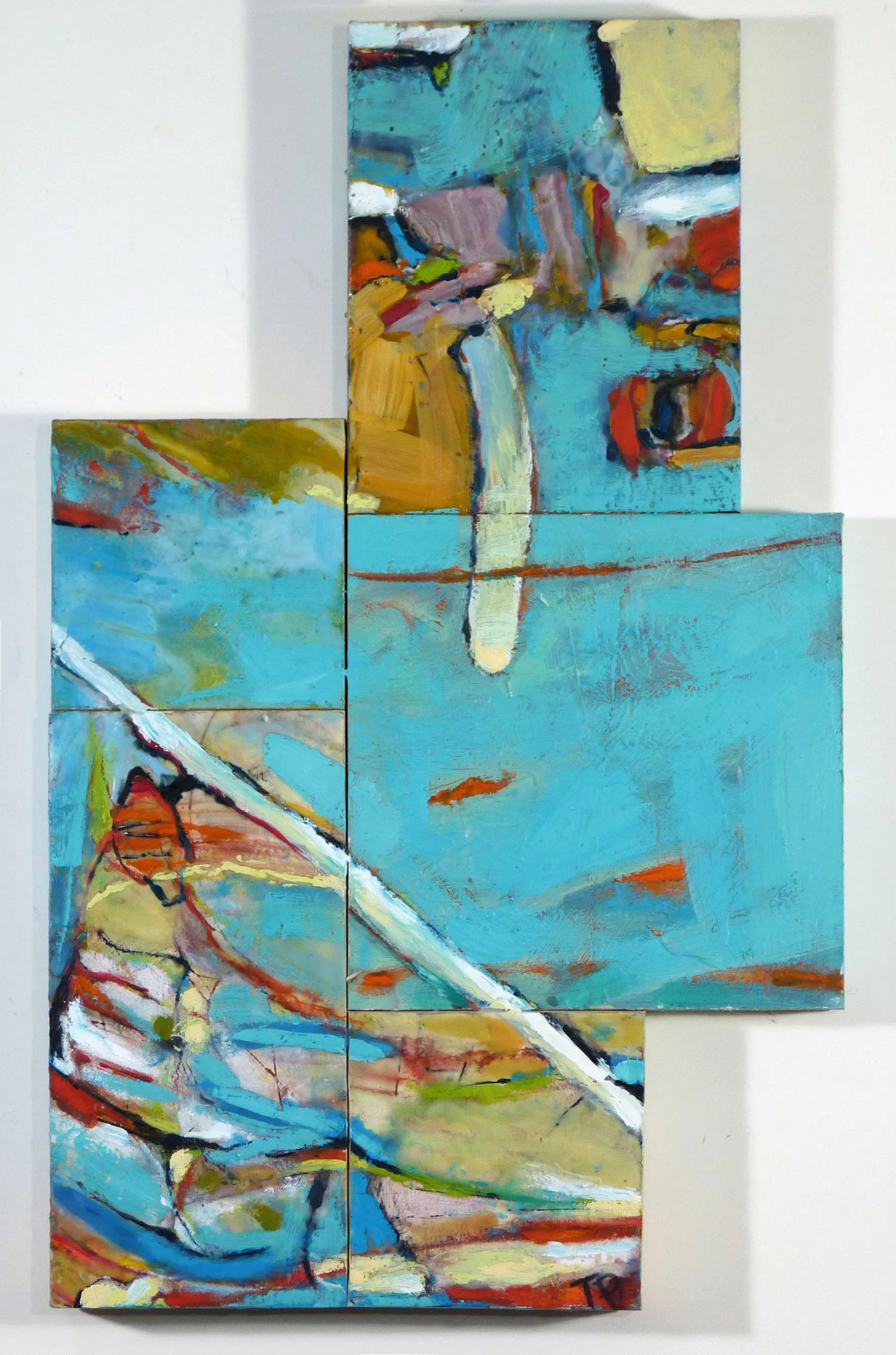 The Deeps Tapestry 9, encaustic and mixed media on cradled wood, 26 x 16 x 1.75 in.