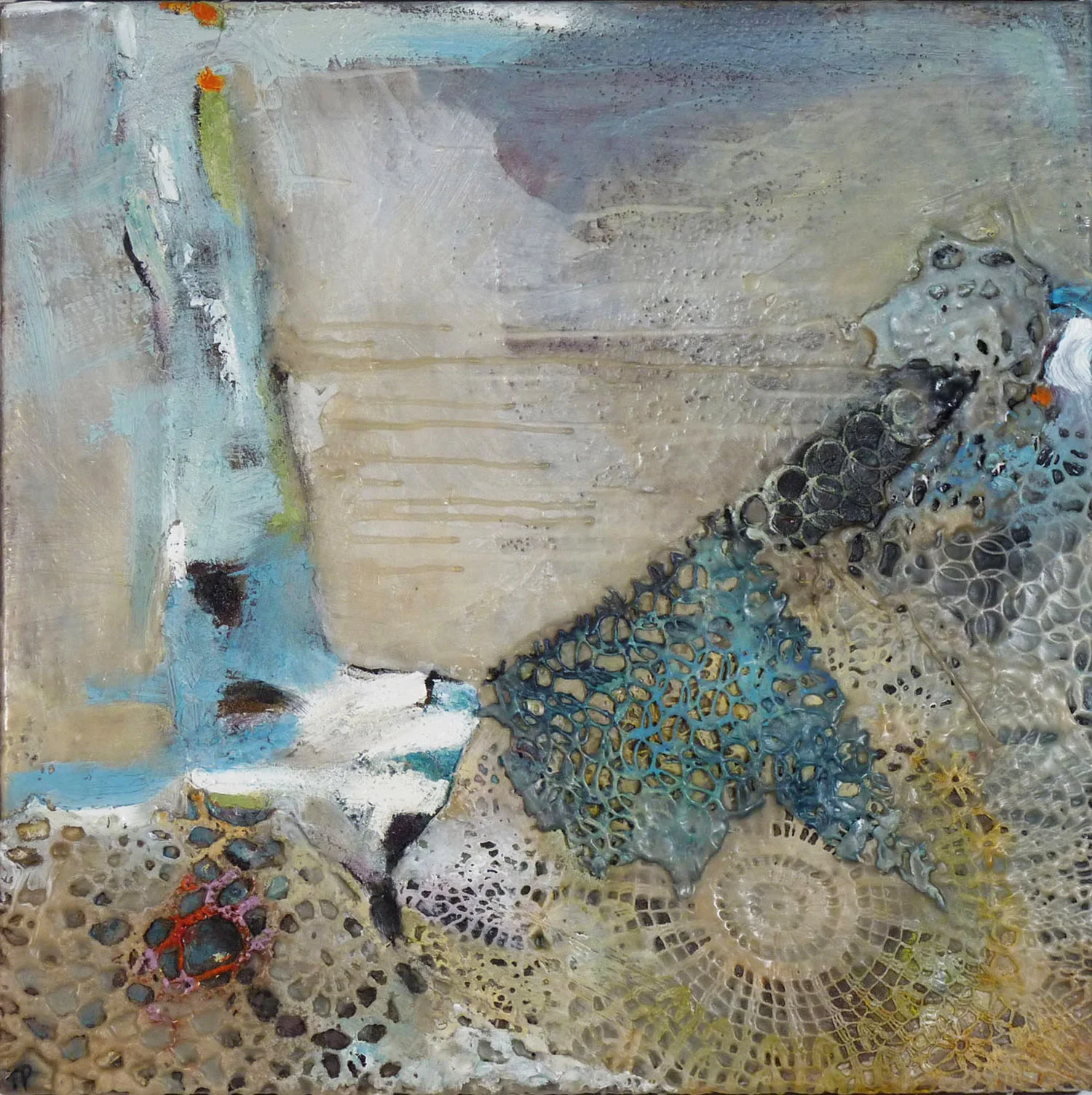 The Deeps 3, encaustic and mixed media on linen, 24 x 24 in.