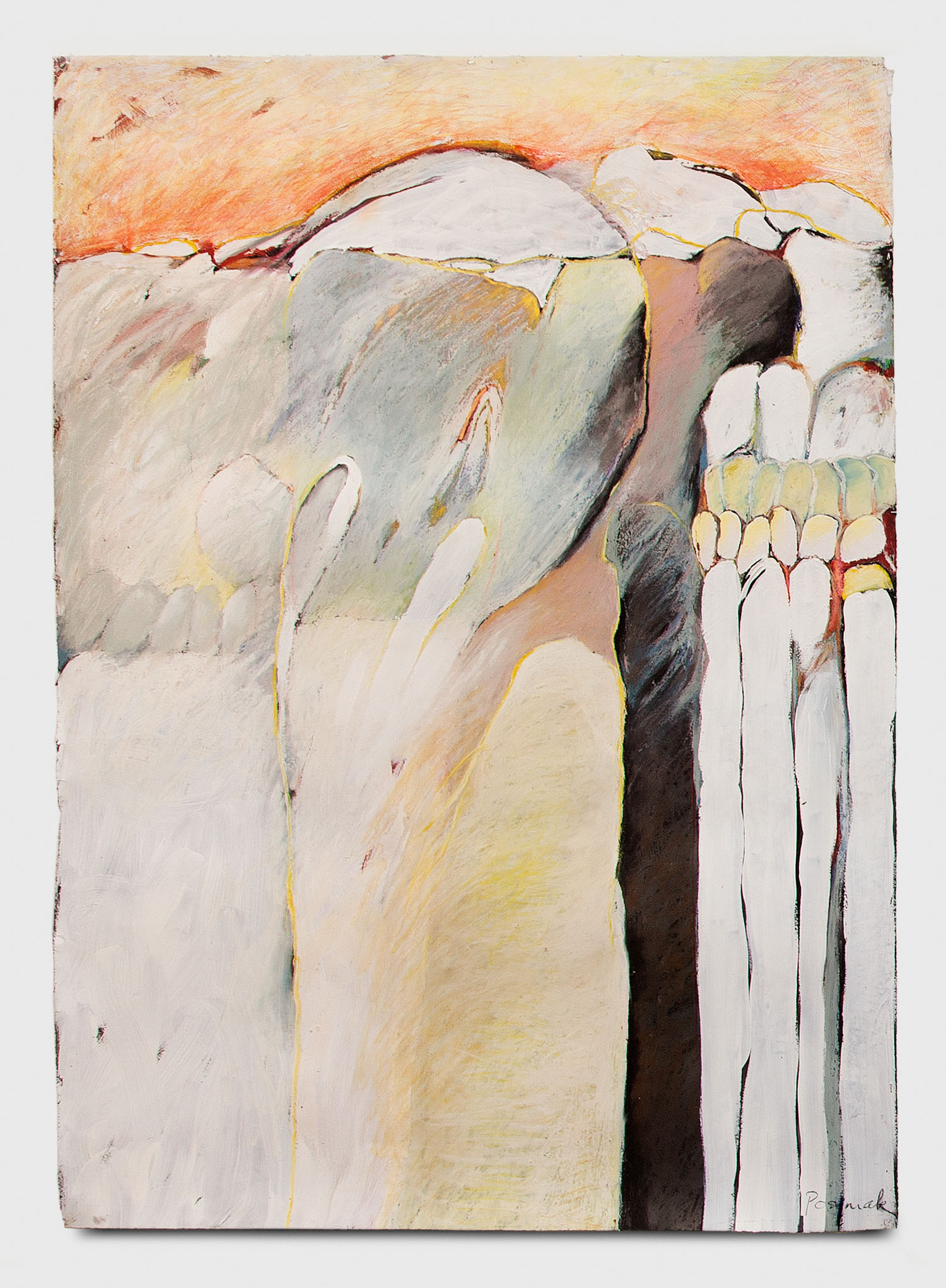 Life Trilogy III, acrylic, chalk, oil stick & charcoal on paper, 71 x 50 in.