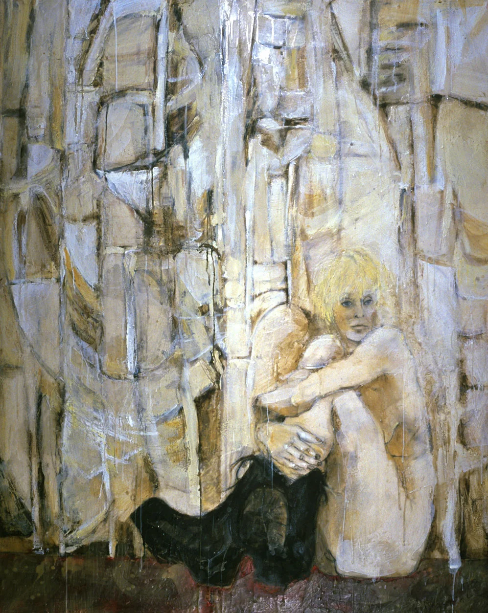 “Dancer with Boots on”, 60”x 48”, oil and encaustic on canvas, 2002