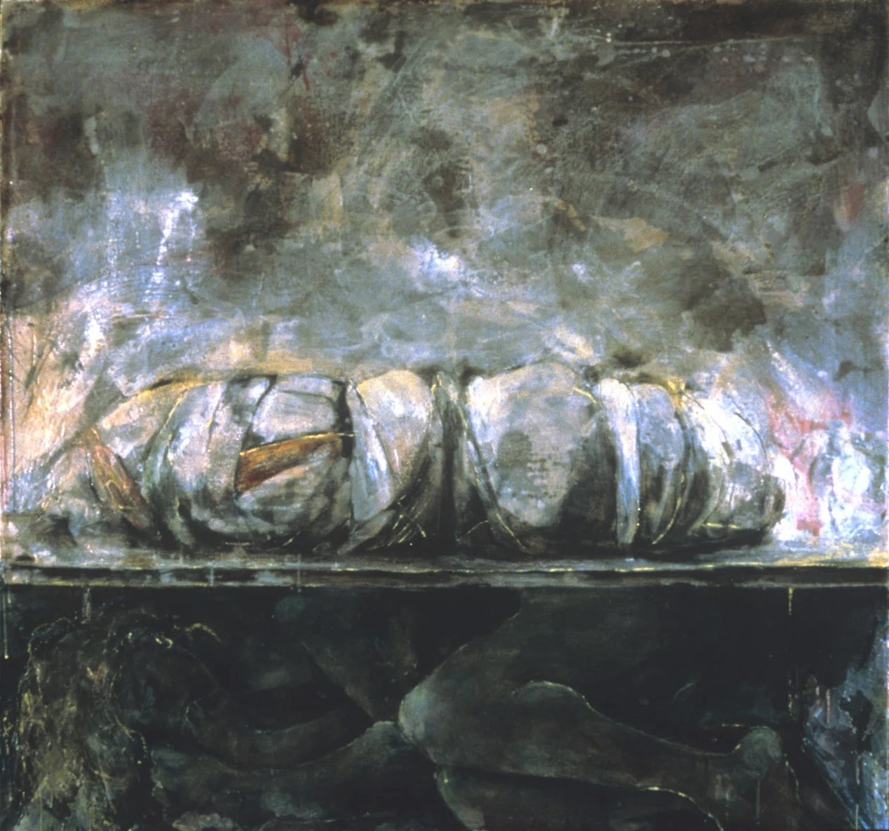“A Good Place to Hide”, 48”x 48”, oil and encaustic on linen, 2000