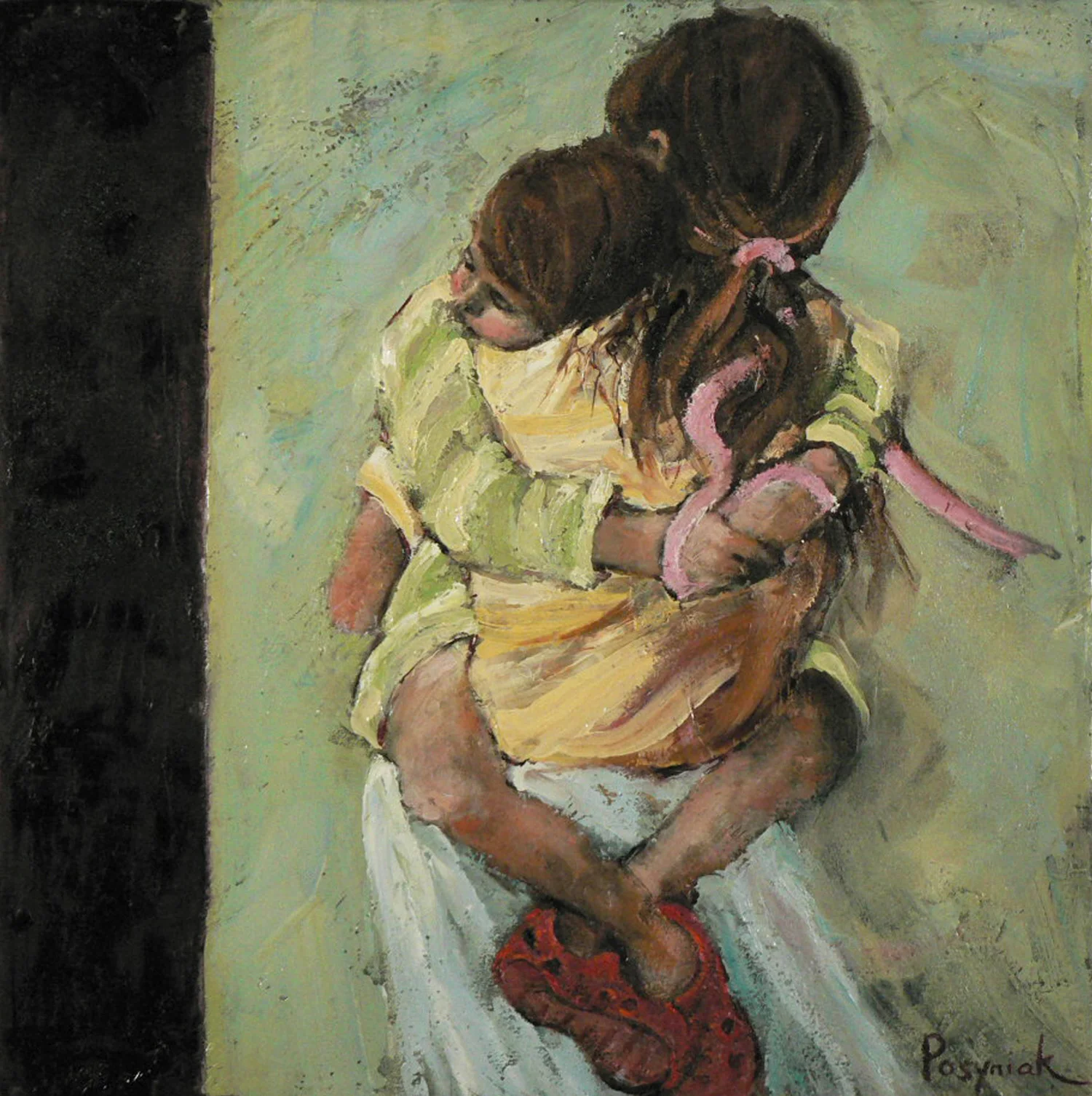 “Held”, 24”x 24”, oil and encaustic on linen, 2010