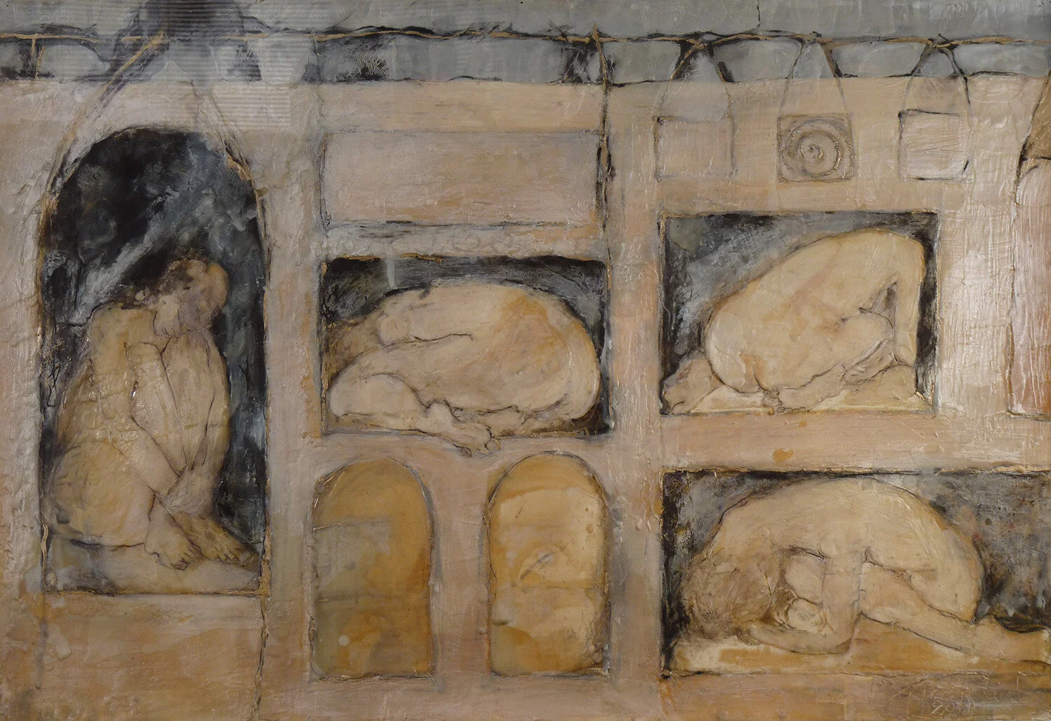 “Recouping”, 30”x 44”, oil and encaustic on paper, 1999