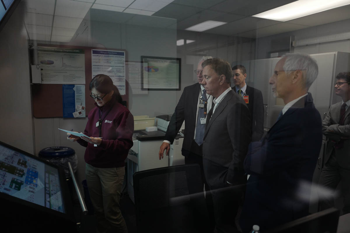 Governor Ned Lamont of Connecticut at the Millstone power plant in Waterford, CT.