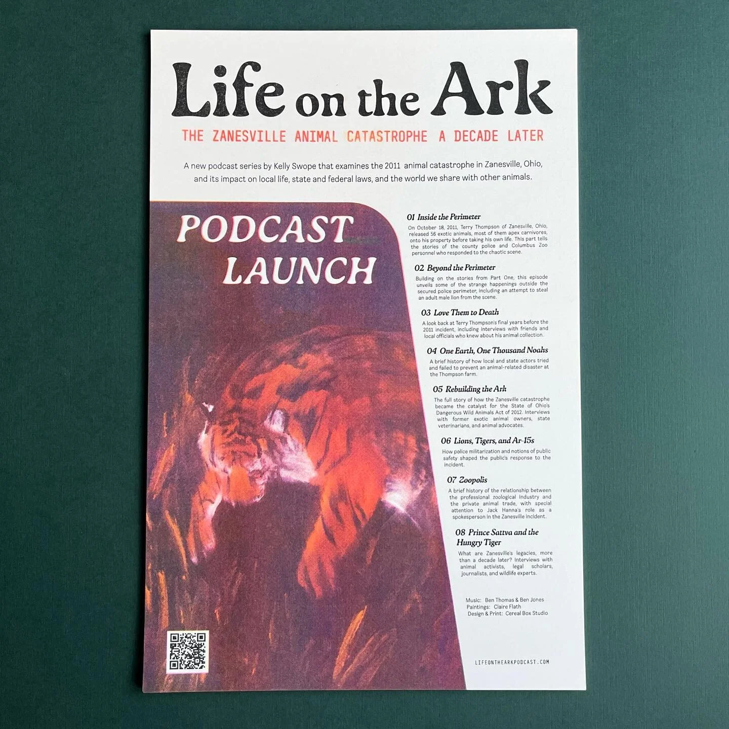 Design and Print for @life_onthe_ark // a new podcast by our pal Kelly Swope examining the impact of the 2011 Zanesville Animal Catastrophe. A dreamy collab with painter @claireflath translating oil paint to riso!