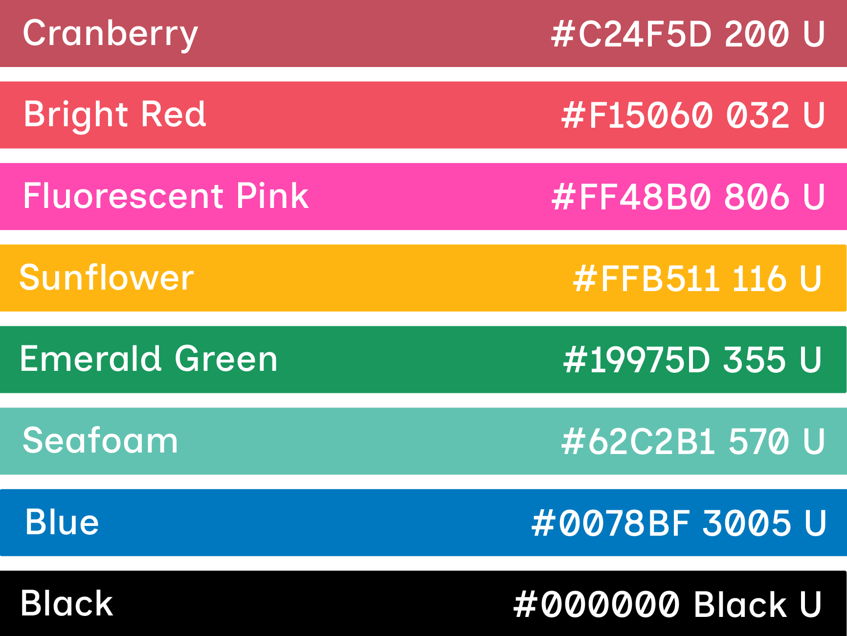 Cereal Box Studio riso ink swatches