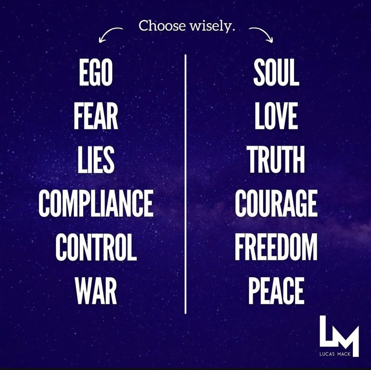 Everything ultimately comes down to choice.

When we forget this we forget what makes us human. 

&ldquo;Choose ye this day whom you will serve,&rdquo; is a powerful message calling us all forth.

Choose love and choose sovereignty and together exper