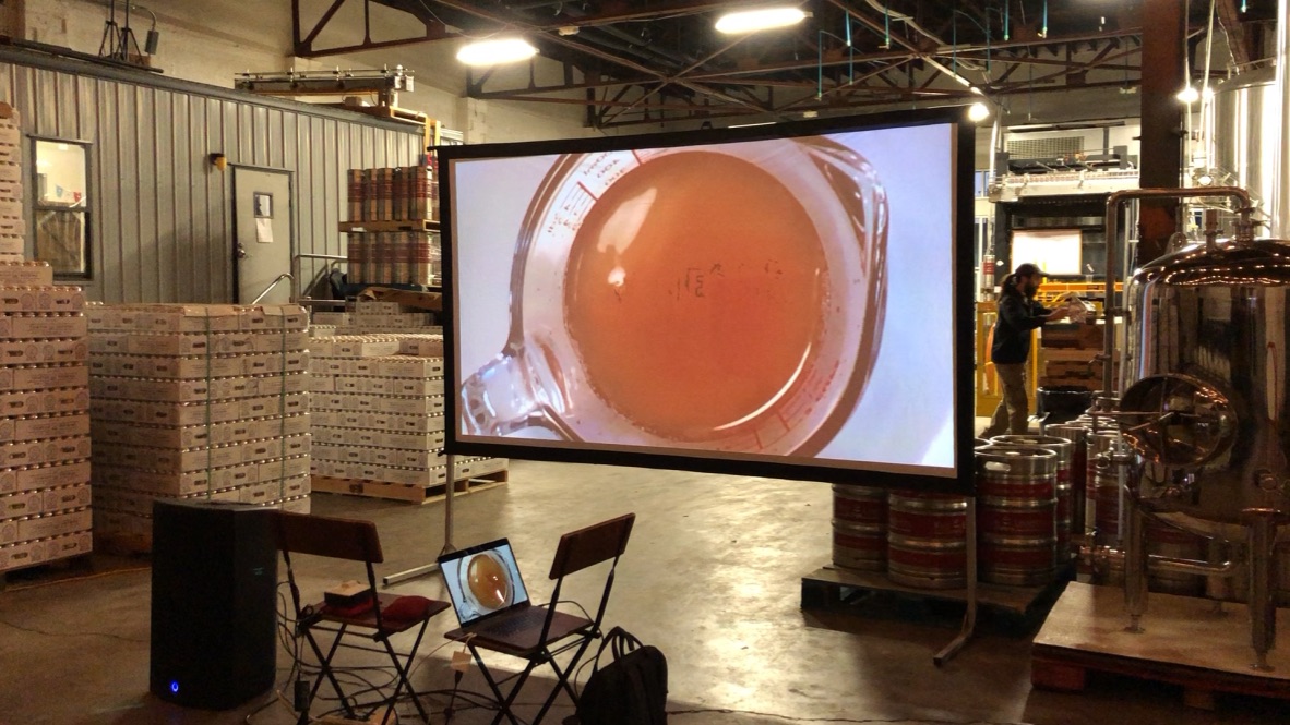 VINEGAR screening set up at Trim Tab Brewing Co.