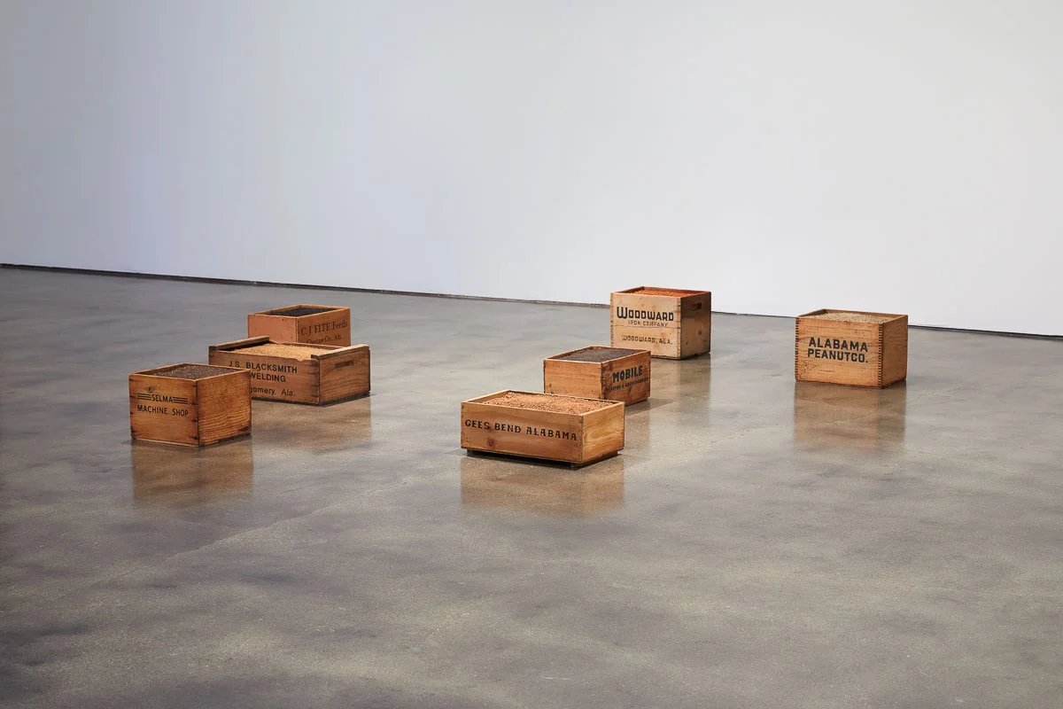 James Benning, Wooden Boxes , 2019, Dimensions variable, Photo Courtesy Alex Blair © 2019