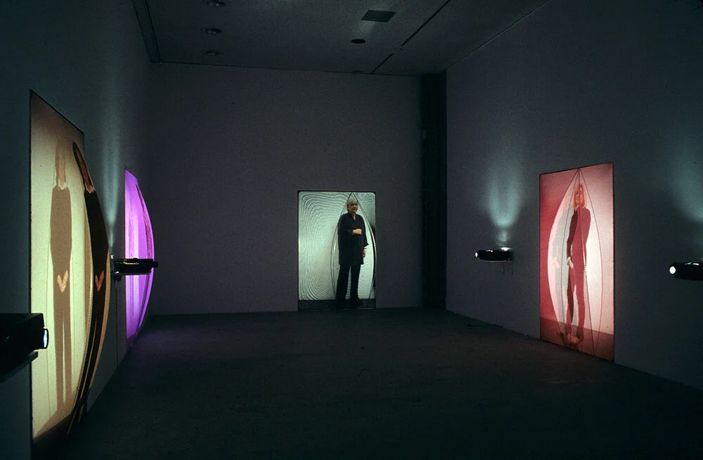 “LA Art Court” (Female Dealers), 2004. Fabric, armature, slide projection. COLA Grant Exhibit, Municipal Art Gallery, Barnsdall, Los Angeles, California. Photo by HK Zamani.