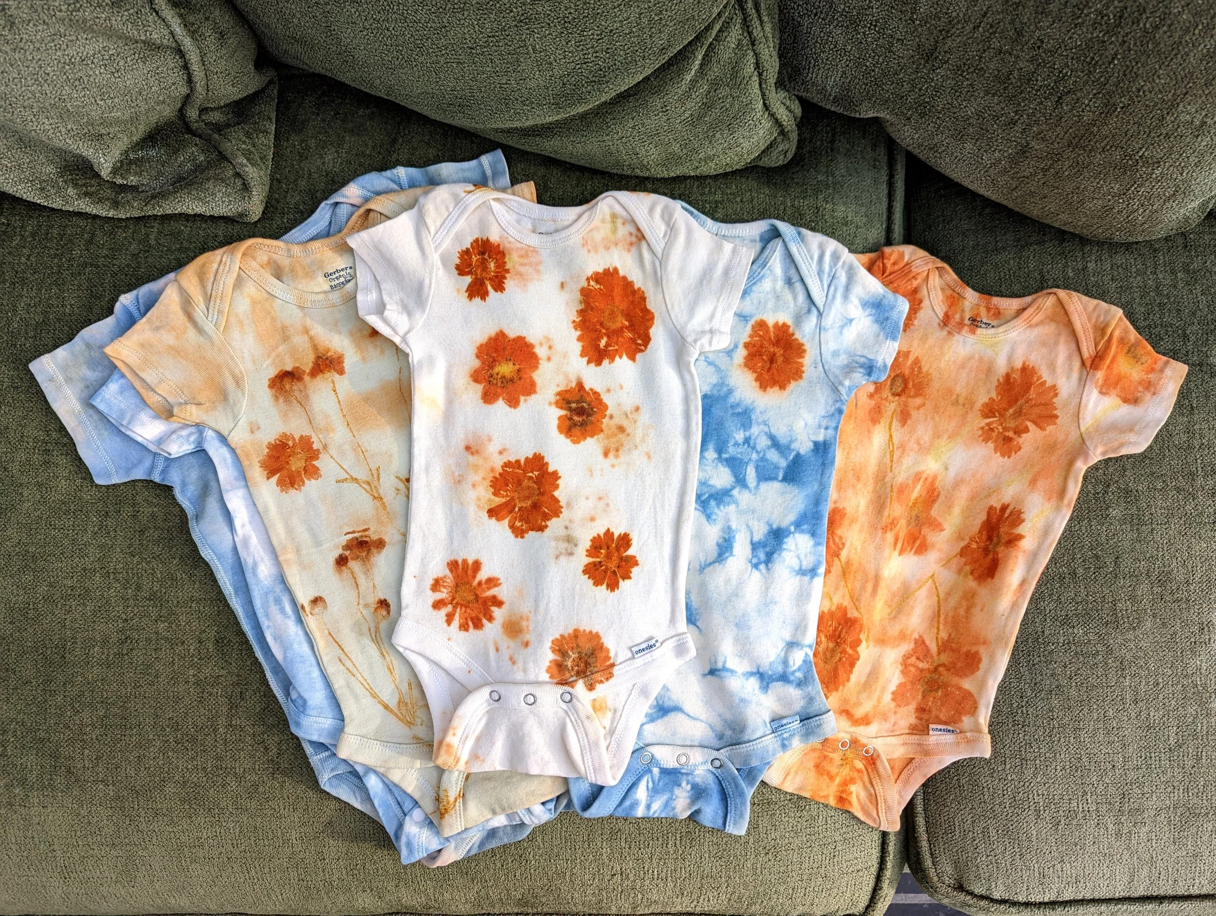 Windeyer flower dyed baby onesies