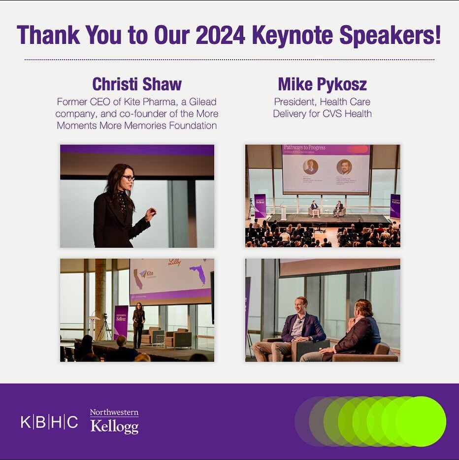 Cheers to our extraordinary keynote speakers, Christi Shaw and Mike Pykosz! Thank you for elevating the&nbsp;Kellogg Business of Healthcare Conference to new heights. Your insightful perspectives, visionary leadership, and unwavering commitment to pa