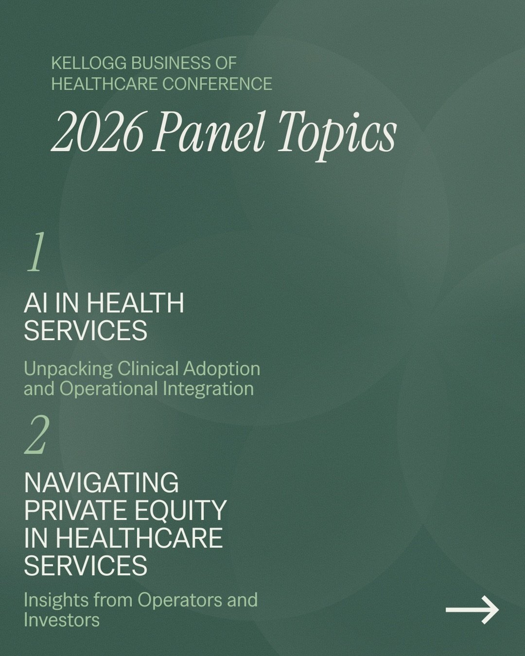 Panel topics just dropped for KBHC 2026 👀
We&rsquo;re bringing the biggest forces shaping healthcare today to the stage&mdash;and these conversations are going to be too good to miss.

🗓️ Sat, Feb 14
📍 Kellogg School of Management, Evanston, IL
🎟