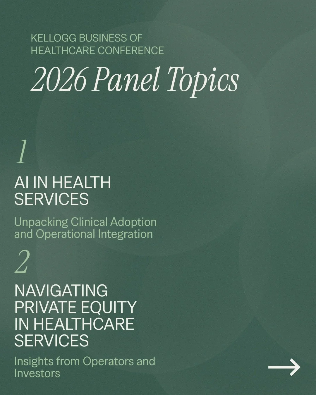 Panel topics just dropped for KBHC 2026 👀
We&rsquo;re bringing the biggest forces shaping healthcare today to the stage&mdash;and these conversations are going to be too good to miss.

🗓️ Sat, Feb 14
📍 Kellogg School of Management, Evanston, IL
🎟