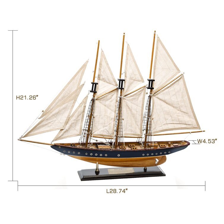 Wood Ship Model 3 Mast Schooner, Model Wooden Ships Canada