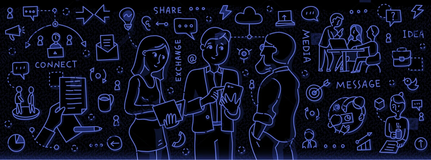 stock-vector-doodle-vector-illustration-of-team-members-discussing-business-project-concept-of-team-673167646.jpg