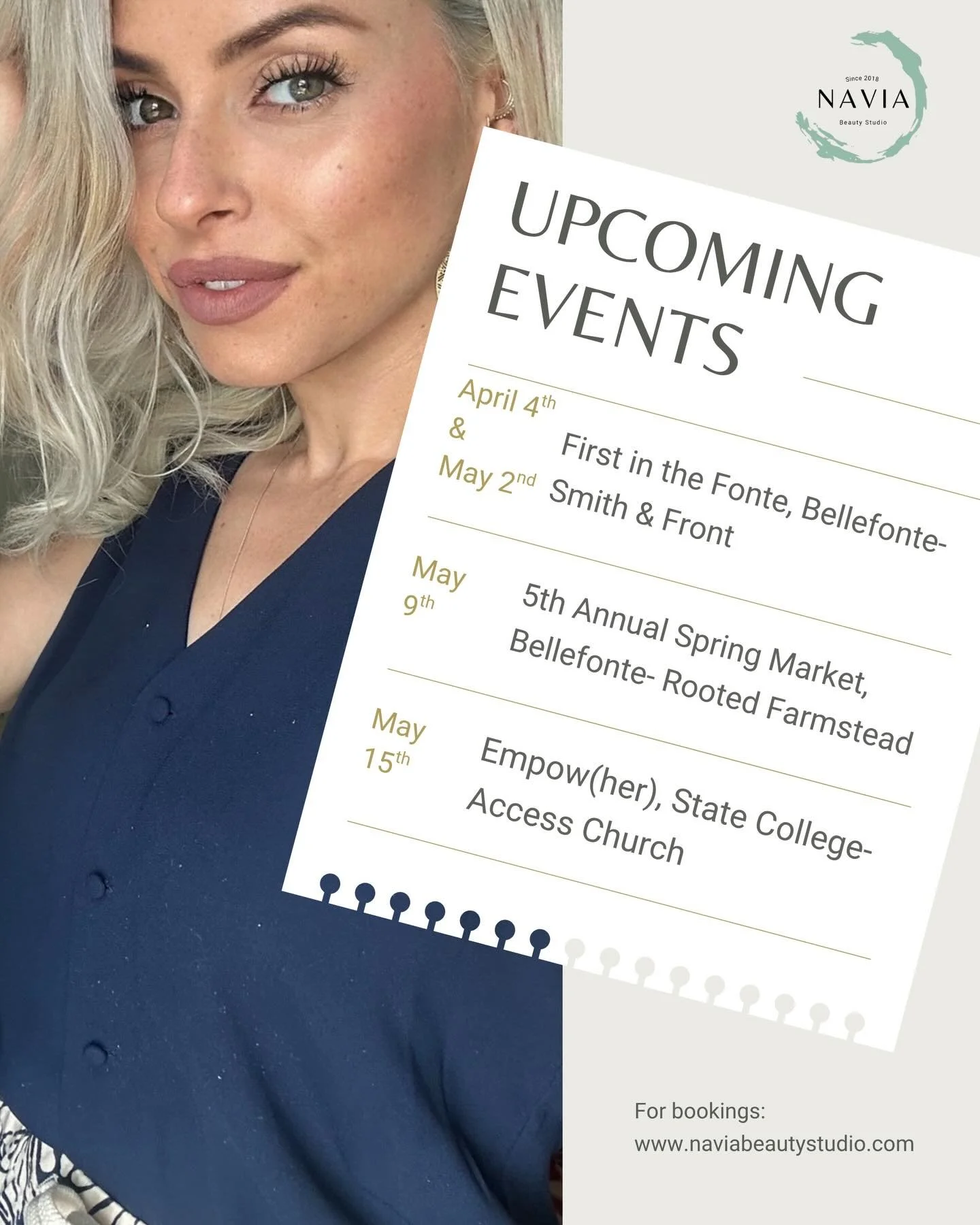 The Spring Residency. 🕊️✨

Navia moves beyond the studio walls. Six weeks. Three locations. One mission: Restoration.

The First Stop: Tomorrow.
11 AM &ndash; 3 PM | First in the Fonte- Downtown Bellefonte- Find me in front of Elizabeth Joseph Jewel