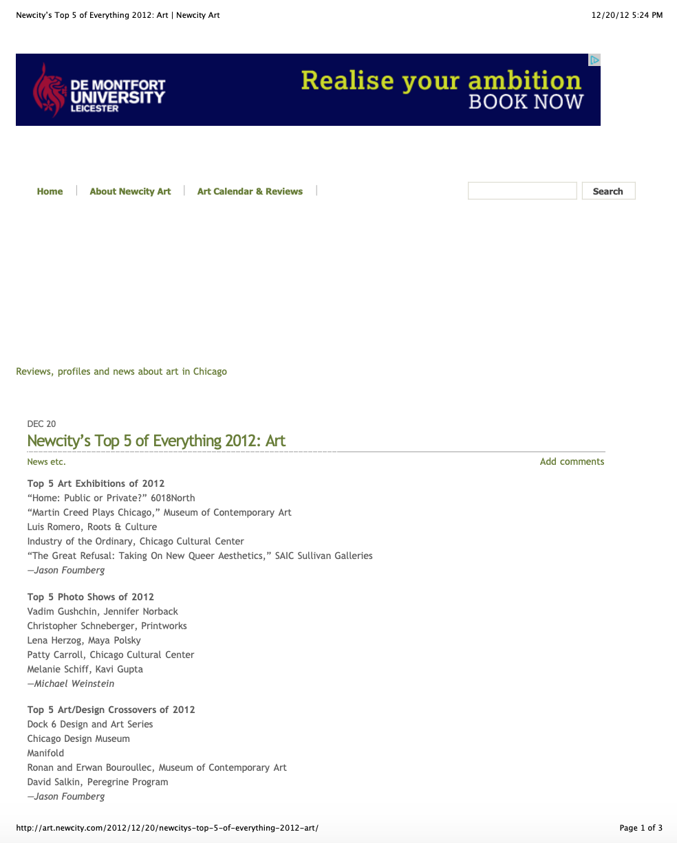 Newcity's Top 5 of Everything 2012