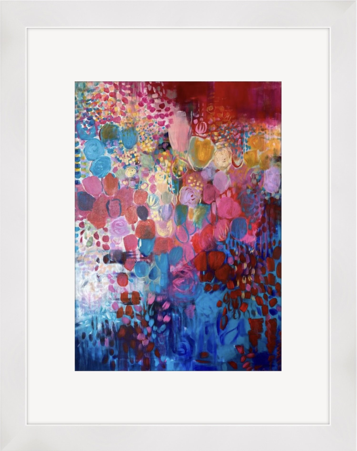 Colourful ABSTRACT GICLEE PRINT, wall art, interior decor, flower painting, gold ‘Wildest Dream’