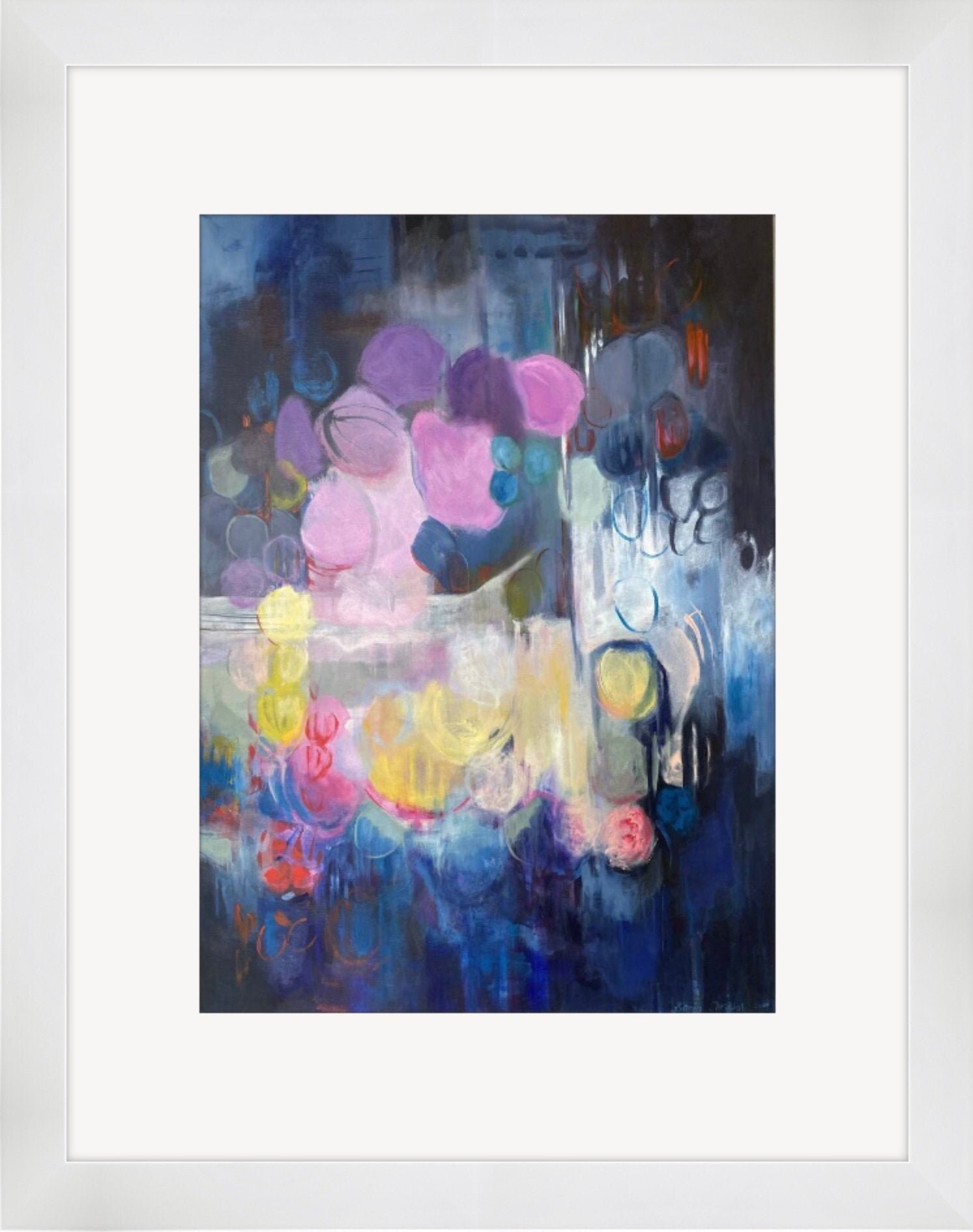Colourful ABSTRACT GICLEE PRINT, wall art, interior decor, flower painting ‘A Garland to Grace You’
