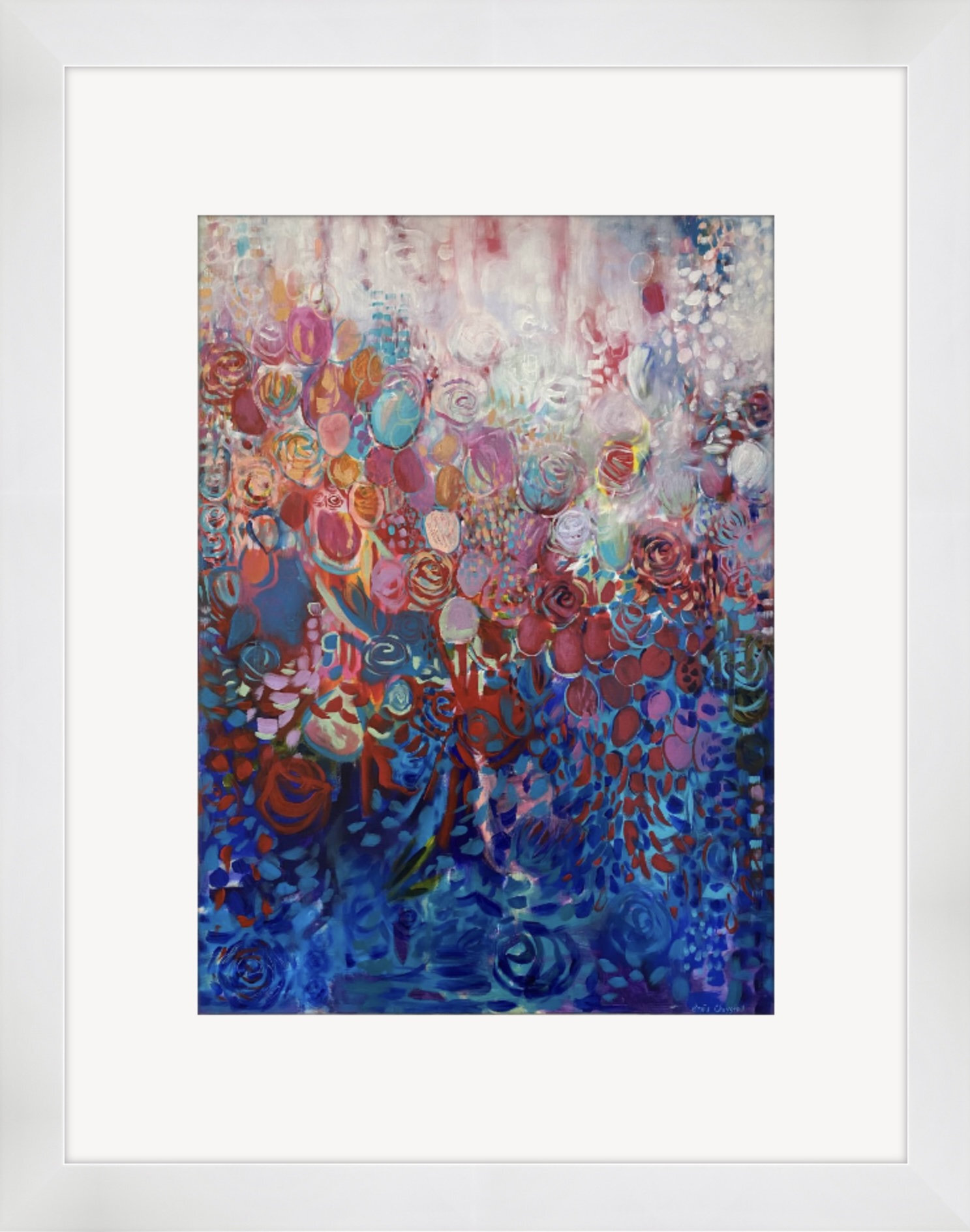 Colourful ABSTRACT GICLEE PRINT, wall art, interior decor, flower painting, ‘Too Close to the Sun’