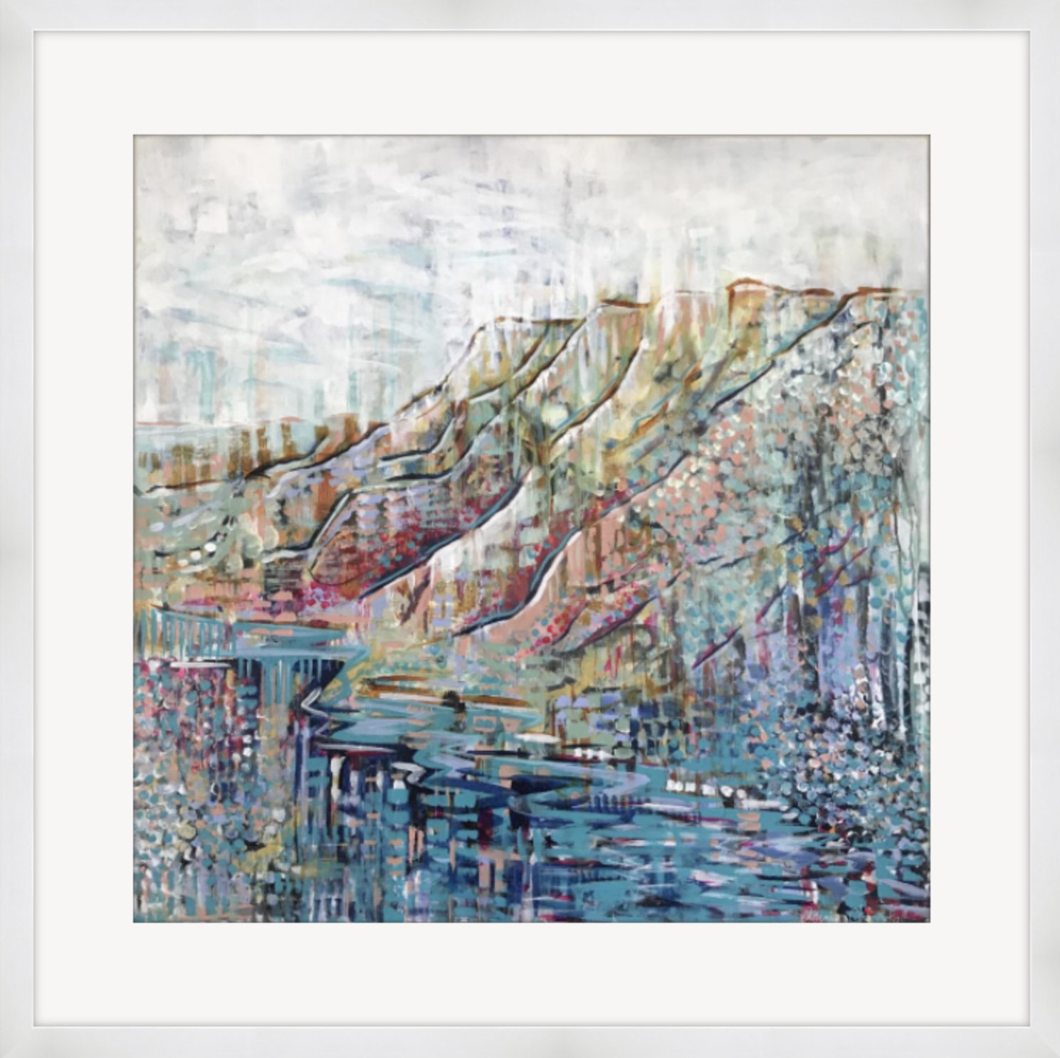 Colourful ABSTRACT GICLEE PRINT, wall art, interior decor, nz landscape, Hawkes Bay, ‘Te Mata Peak, Discofied’