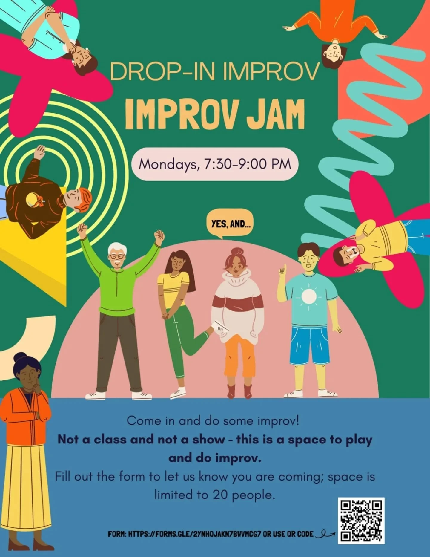 New Monday renters at the studio - - IMPROV! Fill out the form on the flyer if you're interested! Contact info to come...⏰
