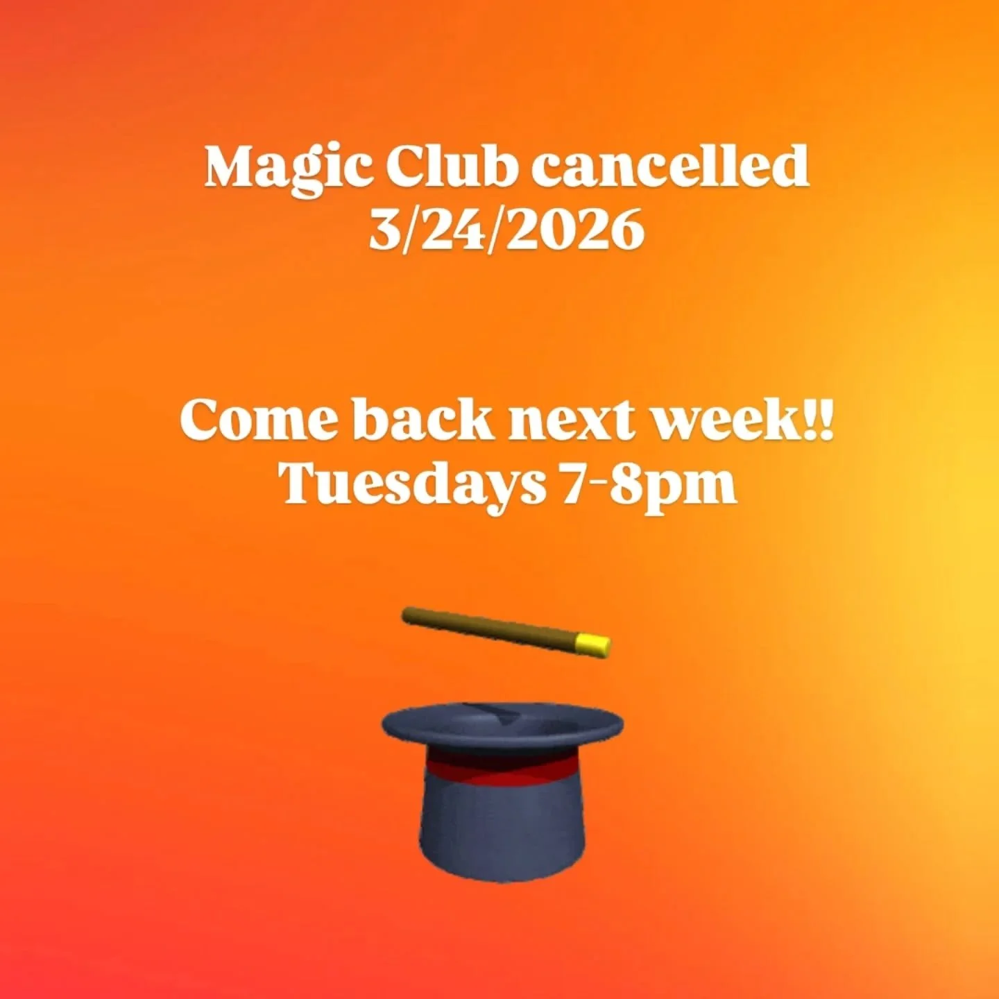 🔻🔻🔻No magic club tomorrow (3/24).
Come for the magic next week with @the_amazinganthony, Tuesdays 7-8pm, pay-what-you-can!