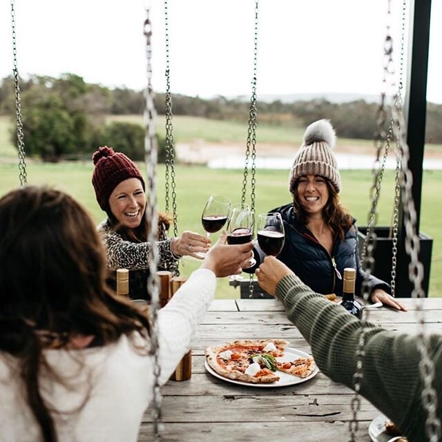 Red wine &amp; wood fired pizza while relaxing in a swing and overlooking the vineyard... our friends at Swings &amp; Roundabouts really know how to please. With restrictions lifted from today, Swings and many other local wineries are excited to welc