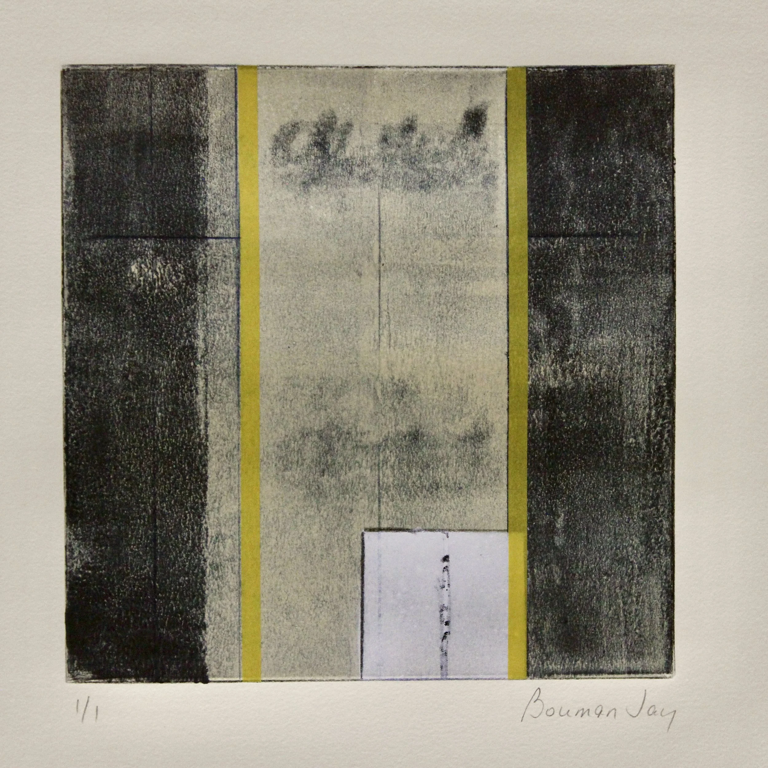  20022. Waking Dream Series. mixed media monotype. 8” x 8” image on  18” x 18” rag paper. Frame 20” x 20”. $500. Available from artist.   