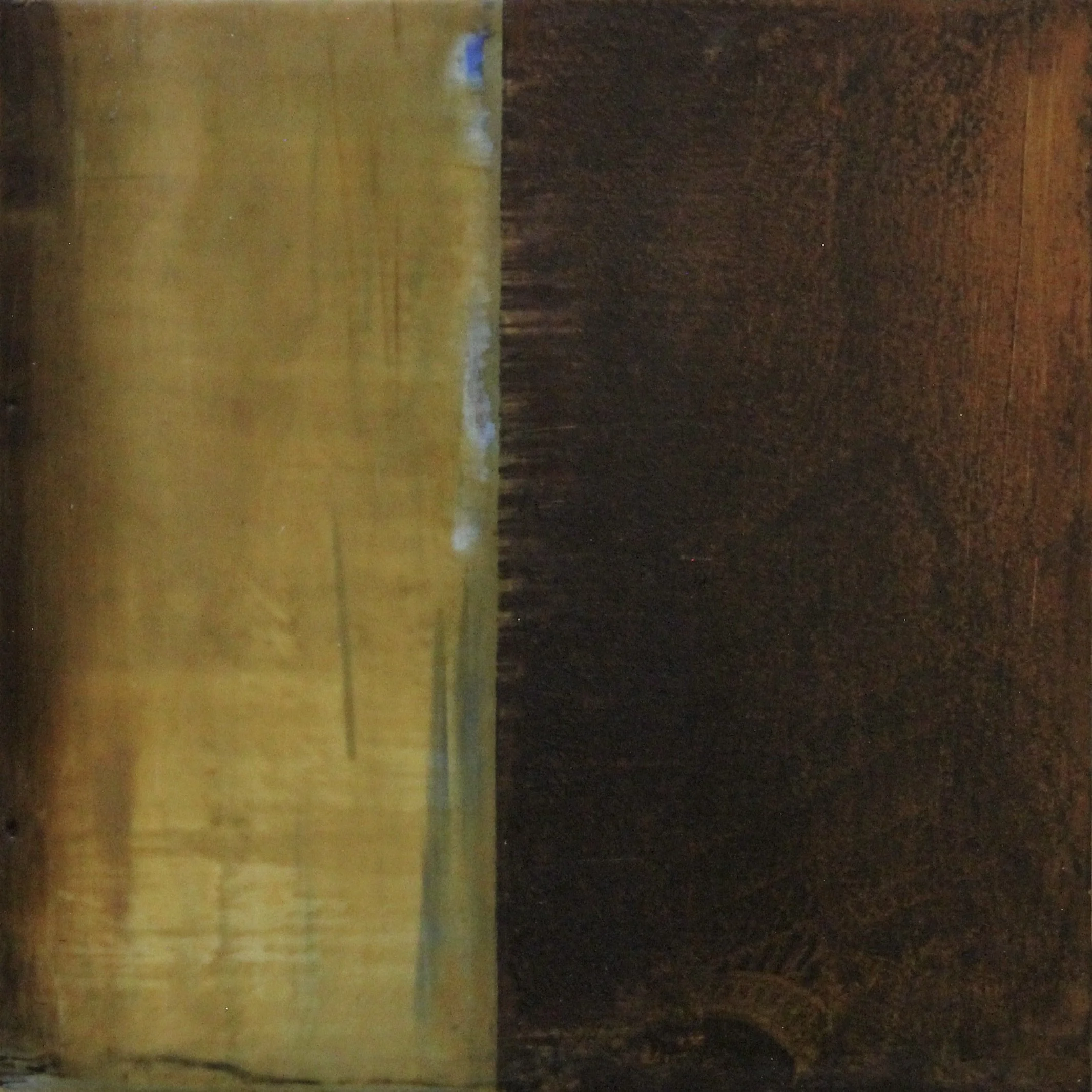  22039. From Connections: Then and Now series. Mixed media ptg on panel. UF 10” x 10” each. Diptych 10” x 20”. $650  (see 22038 for other panel in diptych)  Available from artist.   